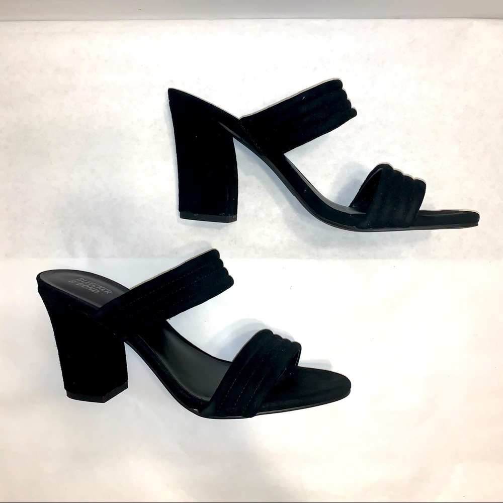 Bleecker & Bond Black Suede Mule Heels